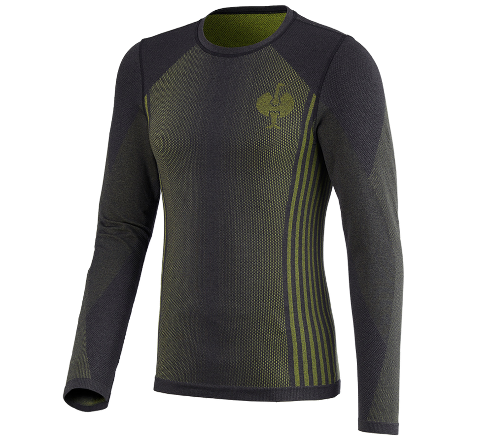 Unterwäsche | Thermokleidung: Funktions-Longsleeve e.s.trail seamless - warm + schwarz/acidgelb