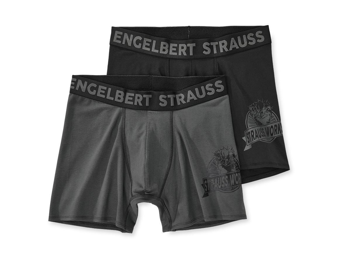 Unterwäsche | Thermokleidung: Longleg Pants e.s.iconic, 2er Pack + carbongrau+schwarz