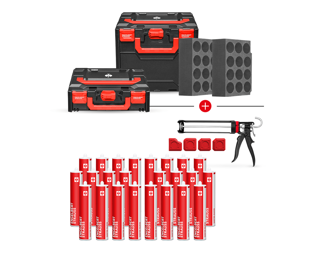 Schaumstoffe und Dichtstoffe: STRAUSSbox Sanitär-Silikon-Set 340 midi + fugengrau