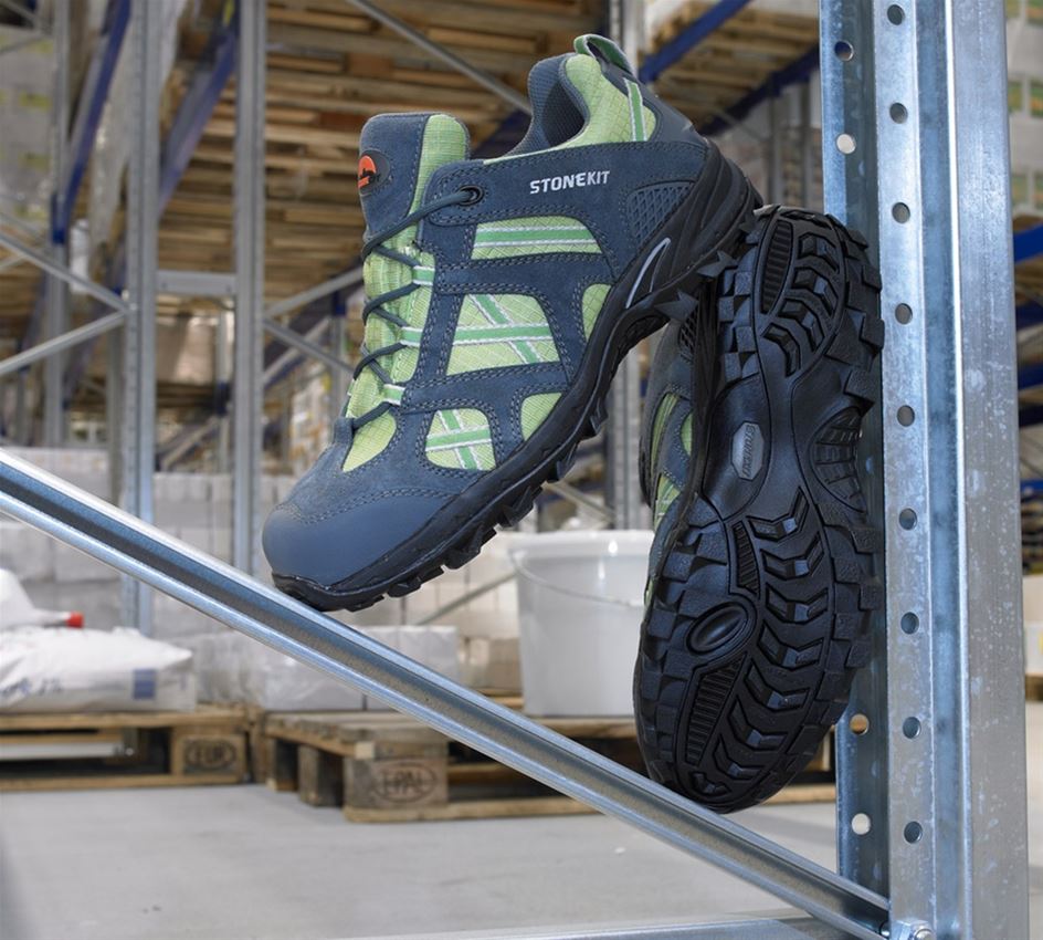 S1: STONEKIT S1 Sicherheitshalbschuhe Portland + zement/grün