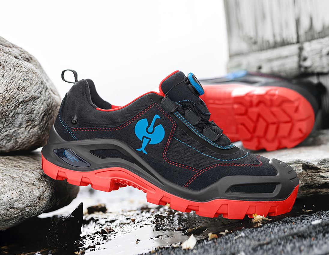 S3: S3 Sicherheitshalbschuhe e.s. Kastra II low + schwarz/feuerrot/enzianblau