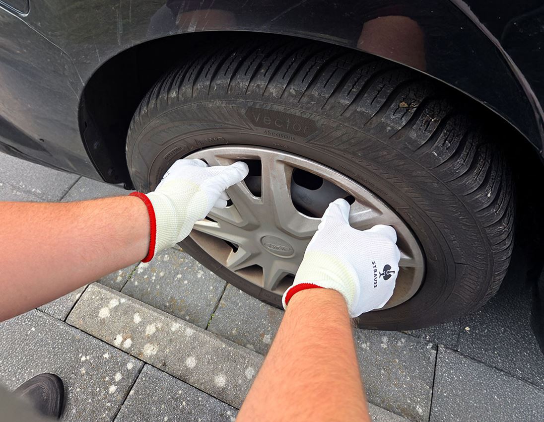 Beschichtet: PU-Microhandschuhe + weiß