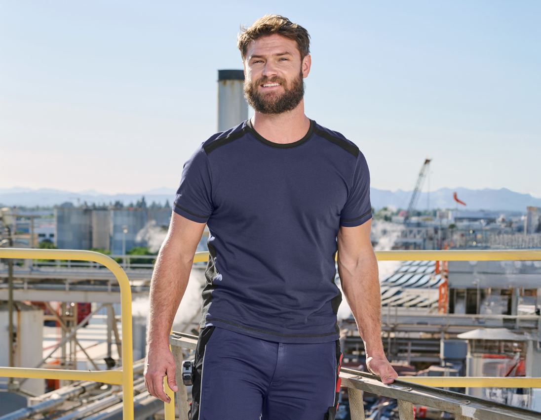 Shirts & Co.: T-Shirt cotton e.s.active + dunkelblau/schwarz