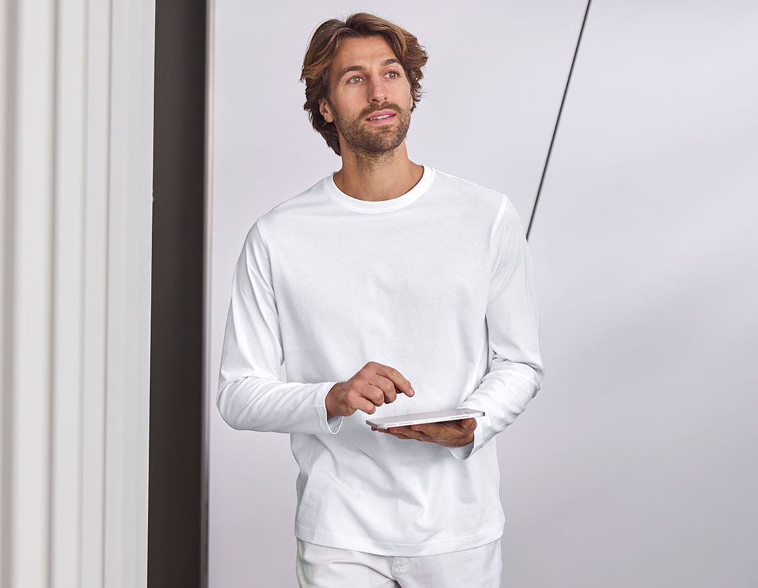 Shirts & Co.: e.s. Longsleeve cotton + weiß