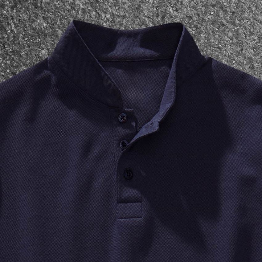 Shirts & Co.: e.s. Polo-Shirt cotton Mandarin + dunkelblau 2