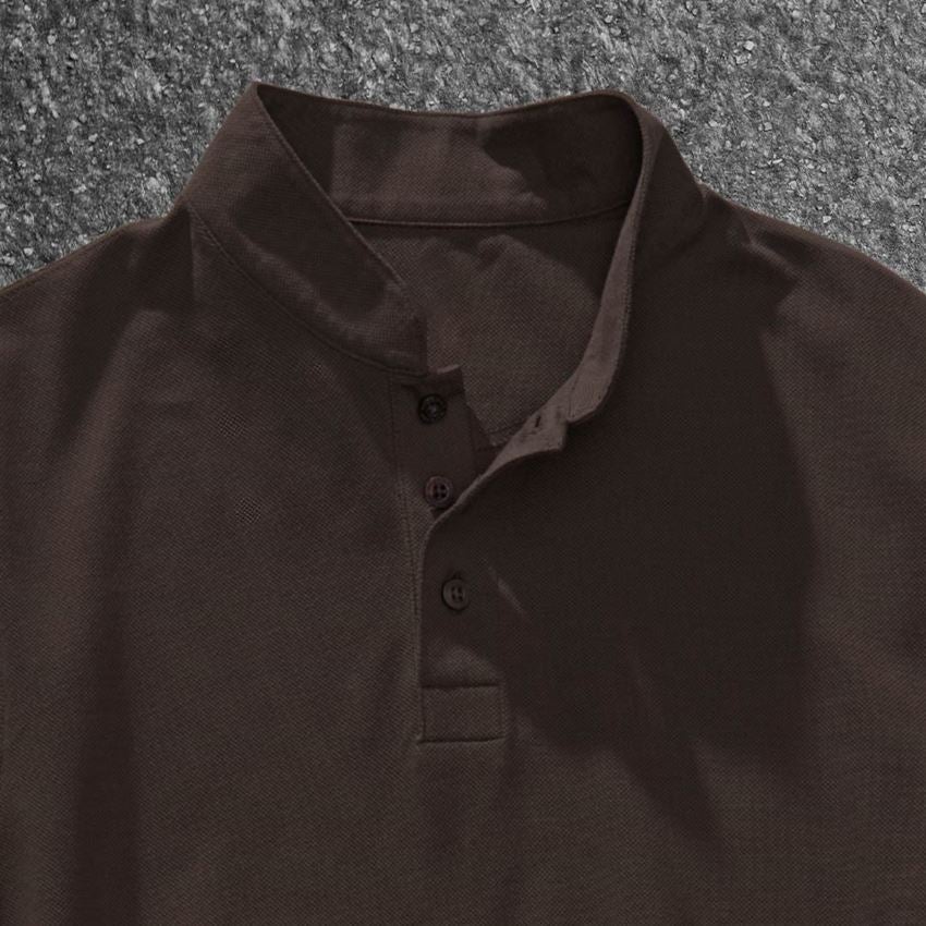 Shirts & Co.: e.s. Polo-Shirt cotton Mandarin + kastanie 2