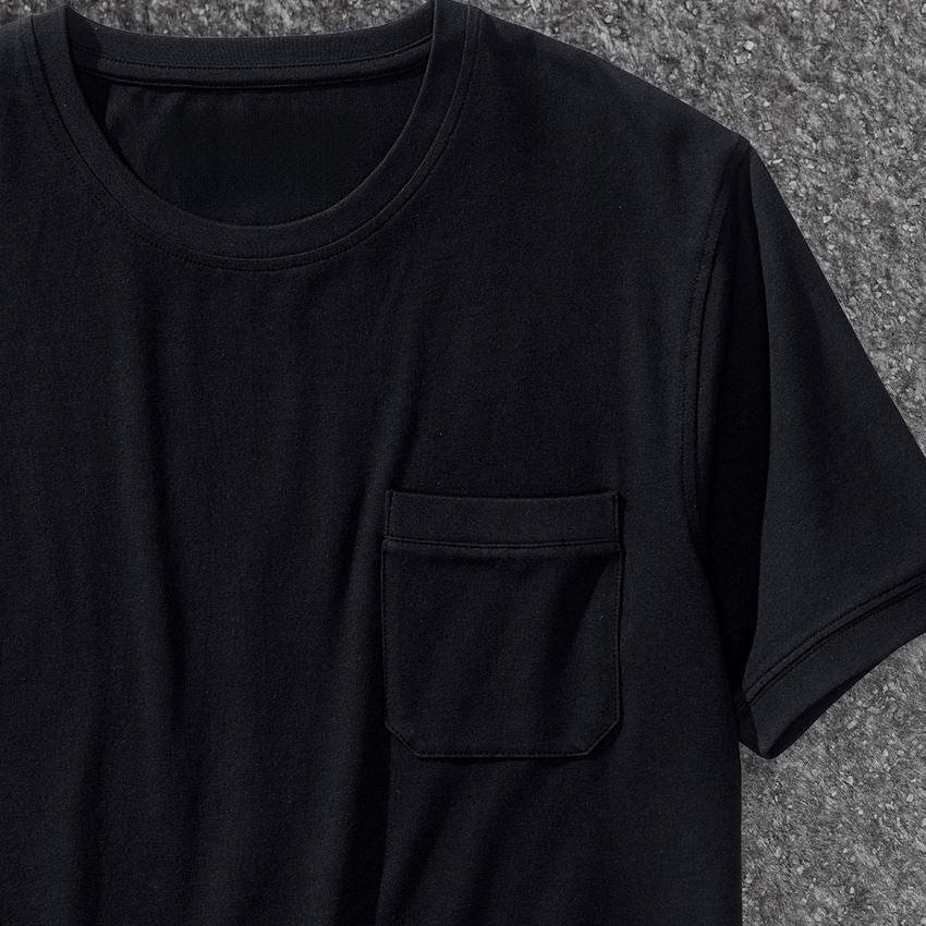 Shirts & Co.: e.s. T-Shirt cotton stretch Pocket + schwarz 2