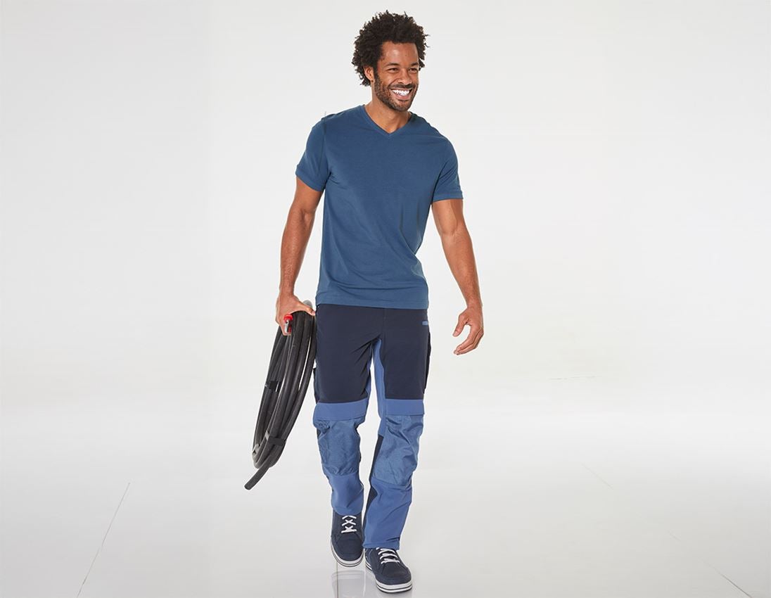 Shirts & Co.: e.s. T-Shirt cotton stretch V-Neck + kobalt 1