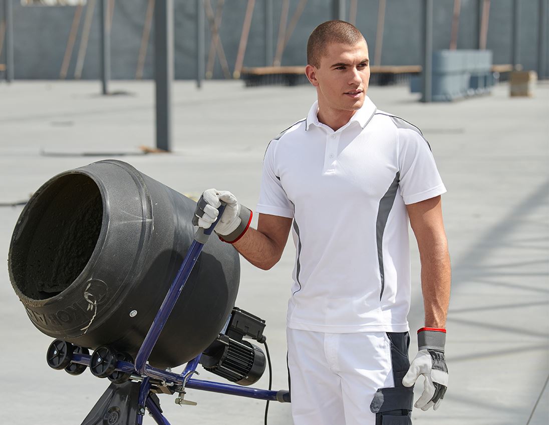 Shirts & Co.: e.s. Funktions Polo-Shirt poly Silverfresh + weiß/zement