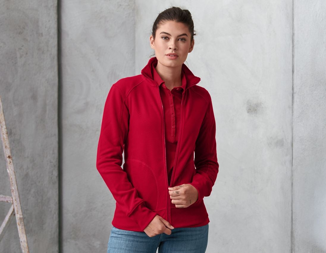 Shirts & Co.: e.s. Sweatjacke poly cotton, Damen + feuerrot
