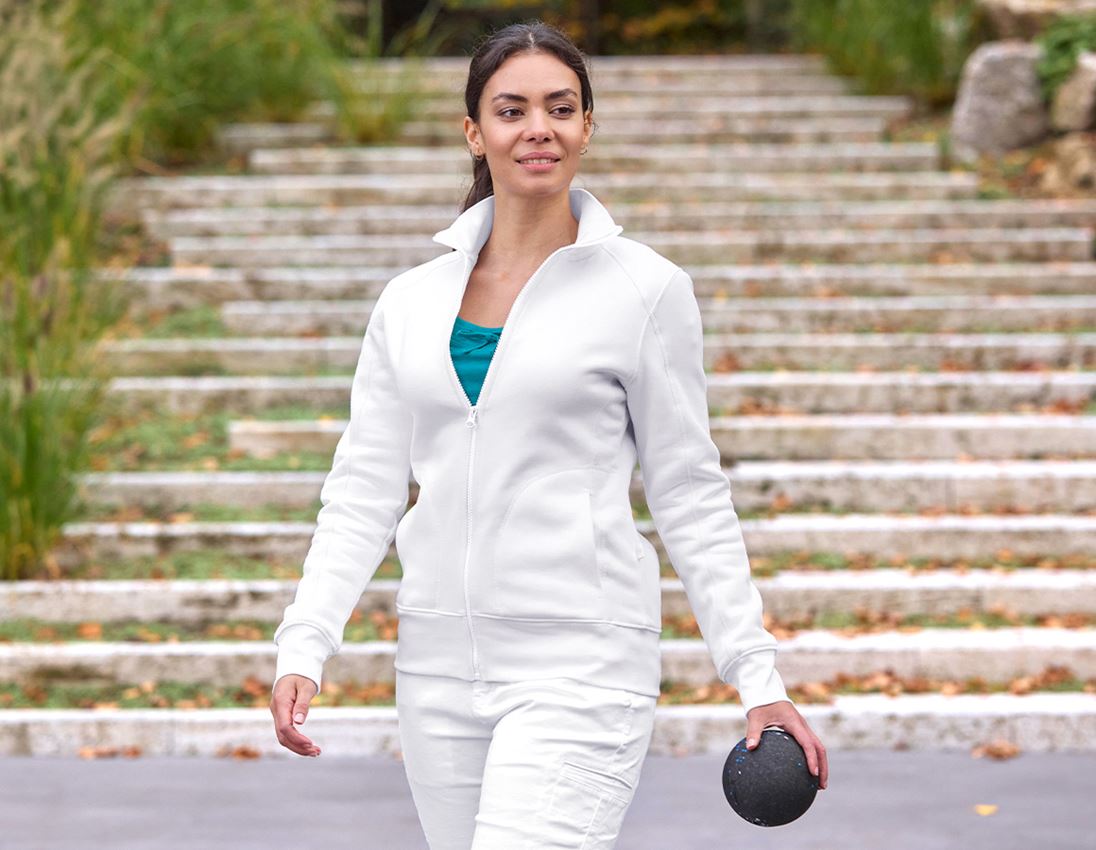 Shirts & Co.: e.s. Sweatjacke poly cotton, Damen + weiß