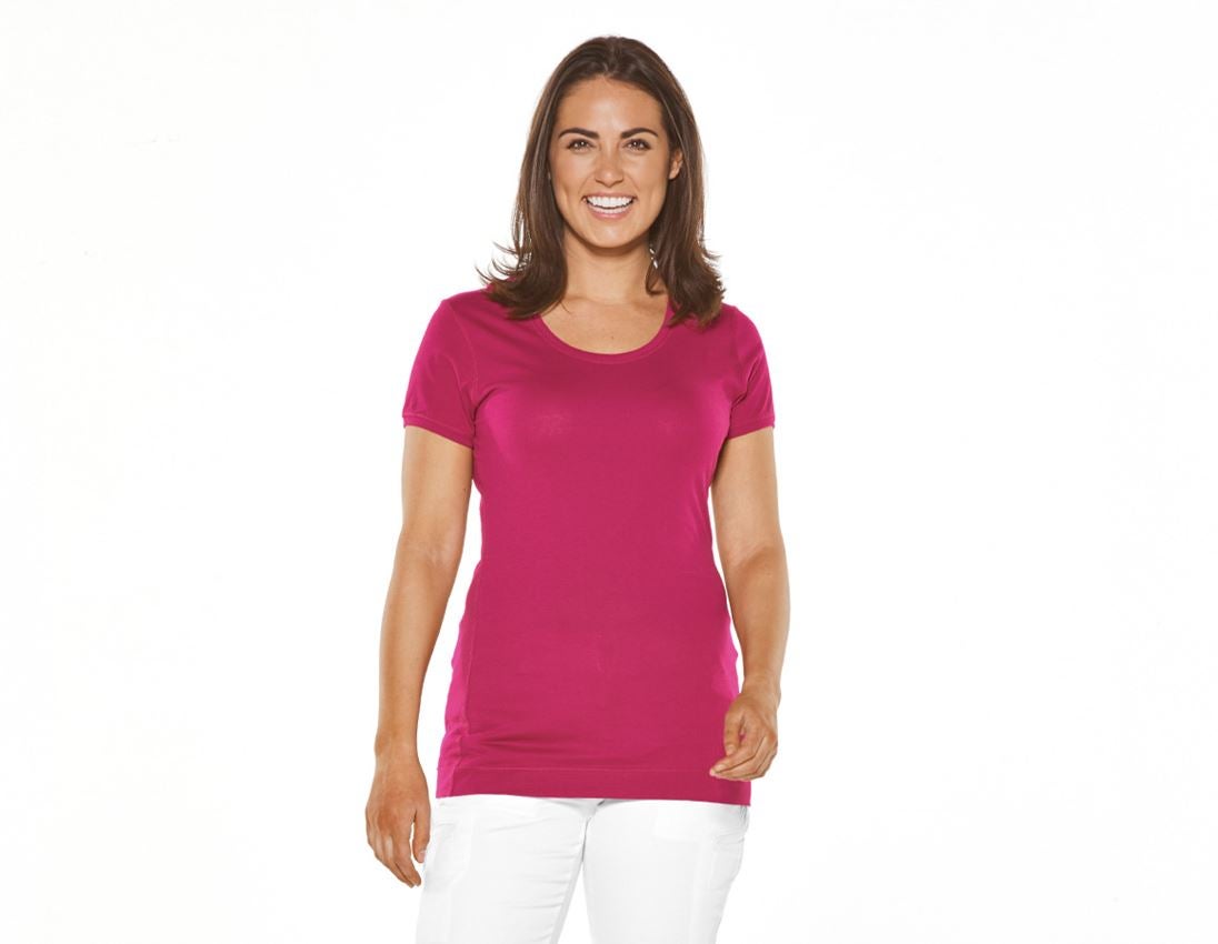 Shirts & Co.: e.s. Long-Shirt cotton, Damen + beere