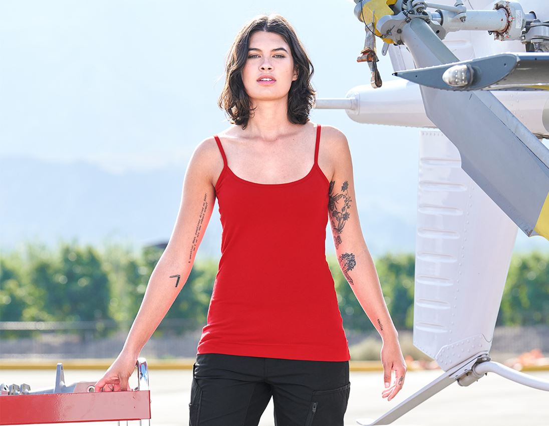 Shirts & Co.: e.s. Spaghetti-Top cotton stretch, Damen + feuerrot 1
