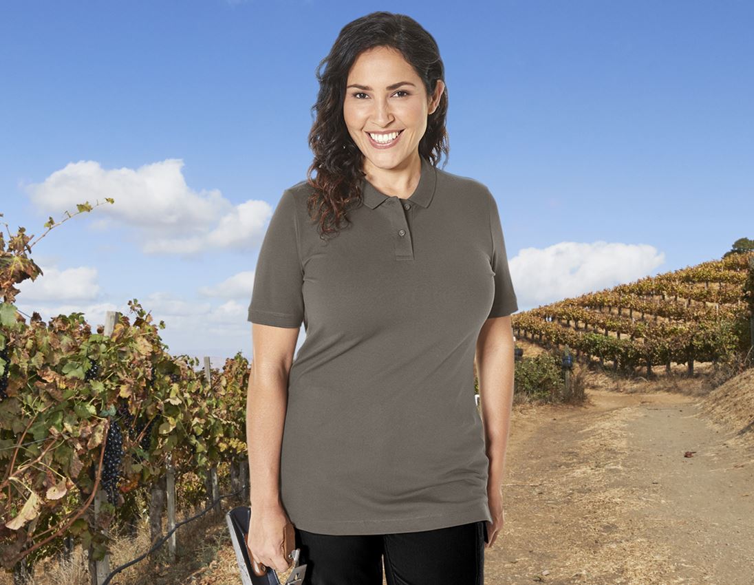 Shirts & Co.: e.s. Piqué-Polo cotton stretch, Damen, plus fit + stein