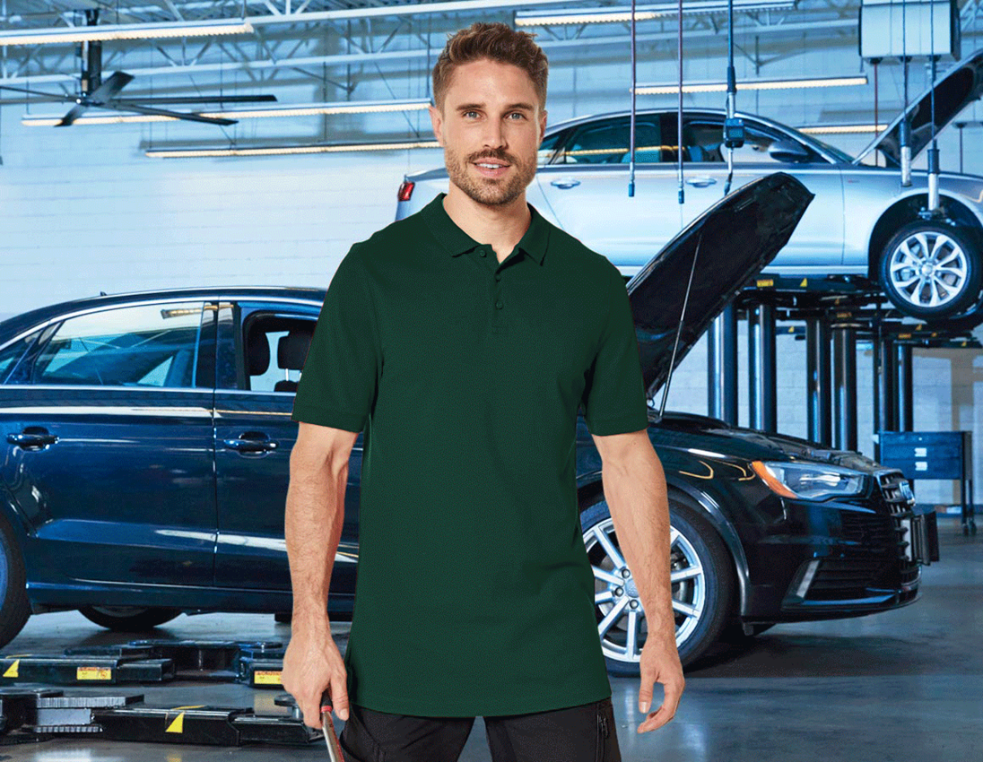 Shirts & Co.: e.s. Piqué-Polo cotton stretch, long fit + grün