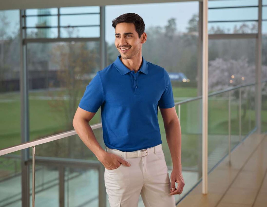Themen: e.s. Piqué-Polo cotton stretch + enzianblau