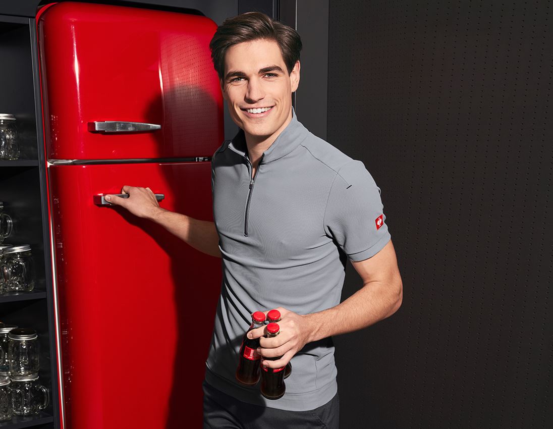 Shirts & Co.: e.s. Funktions ZIP-T-Shirt UV + platin/anthrazit 1