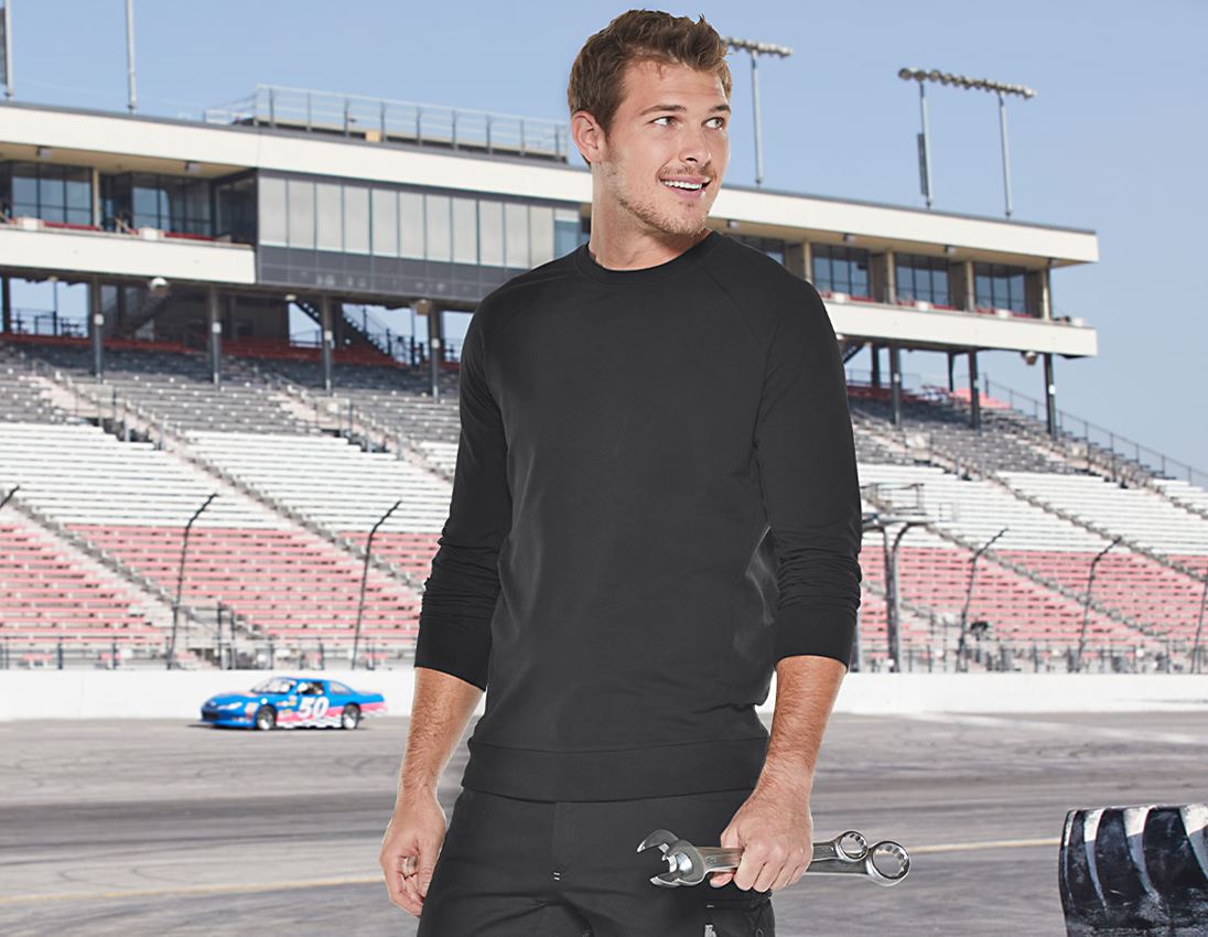Shirts & Co.: e.s. Sweatshirt cotton stretch, long fit + schwarz