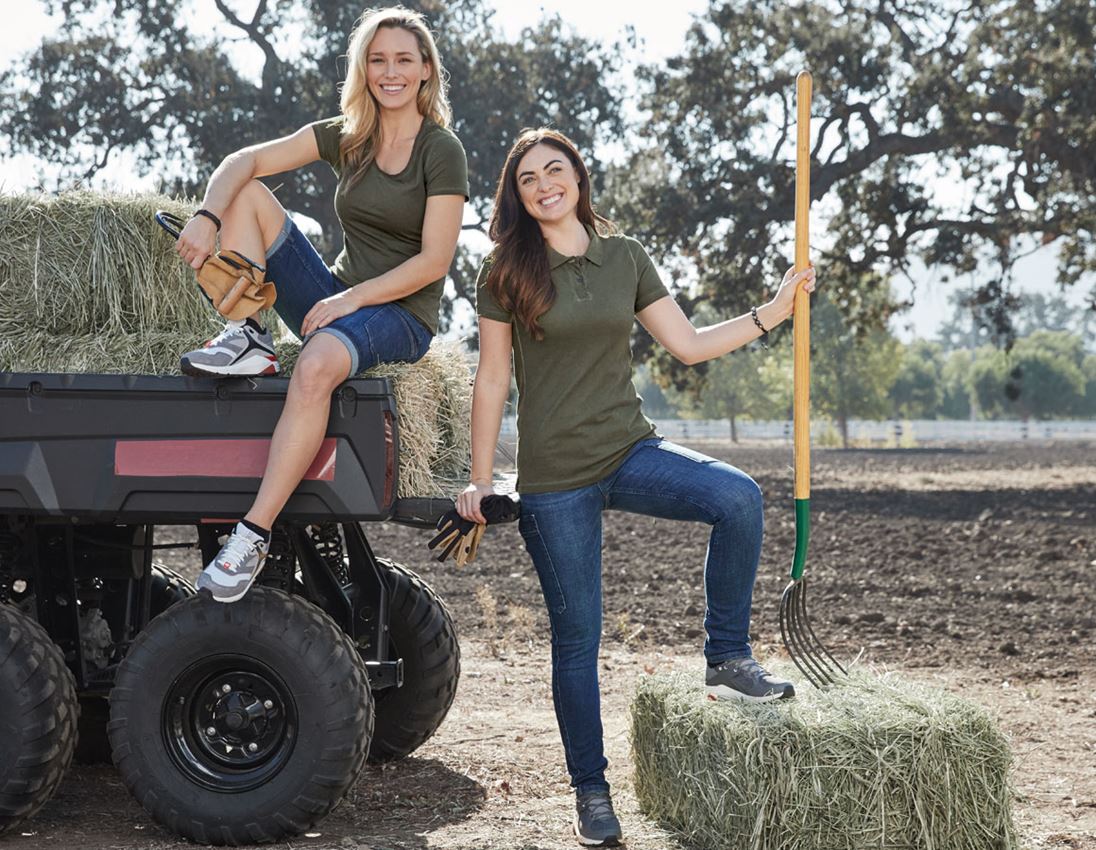 Shirts & Co.: e.s. Polo-Shirt vintage cotton stretch, Damen + tarngrün vintage 6