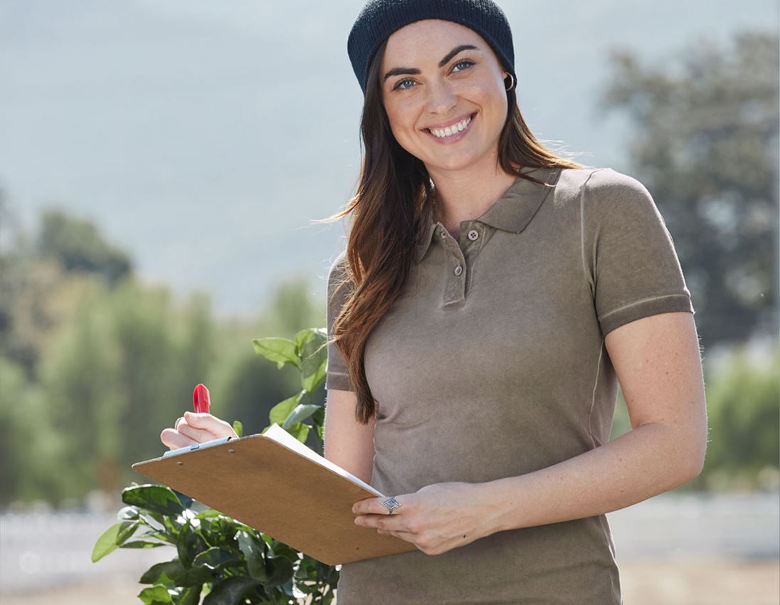 Shirts & Co.: e.s. Polo-Shirt vintage cotton stretch, Damen + taupe vintage 1