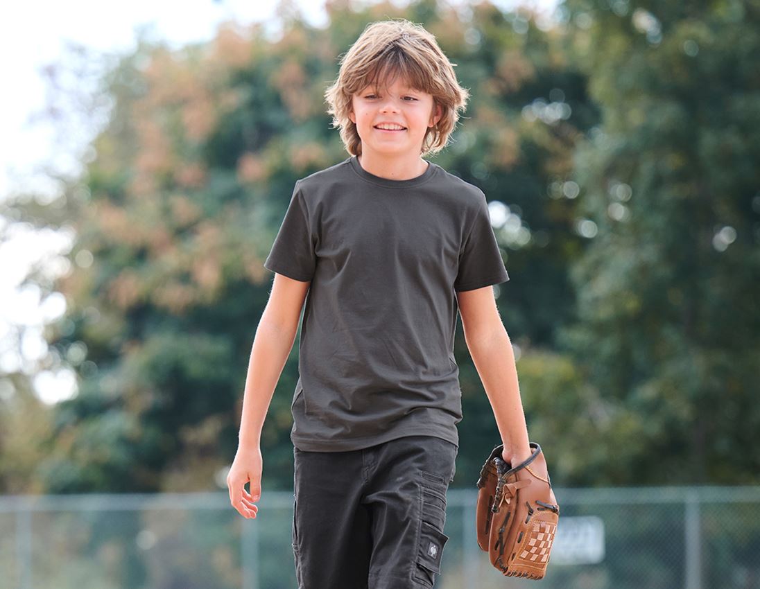 Shirts & Co.: e.s. T-Shirt cotton stretch, Kinder + anthrazit