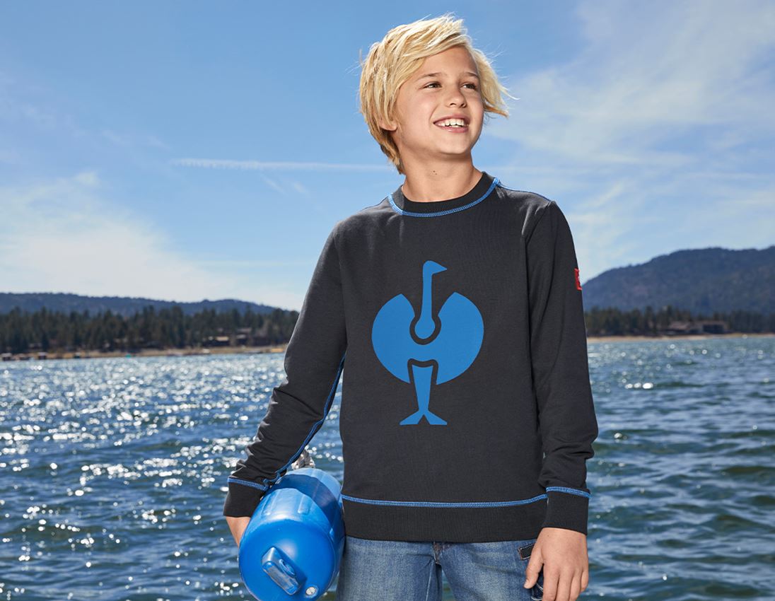 Shirts & Co.: Sweatshirt e.s.motion 2020, Kinder + graphit/enzianblau