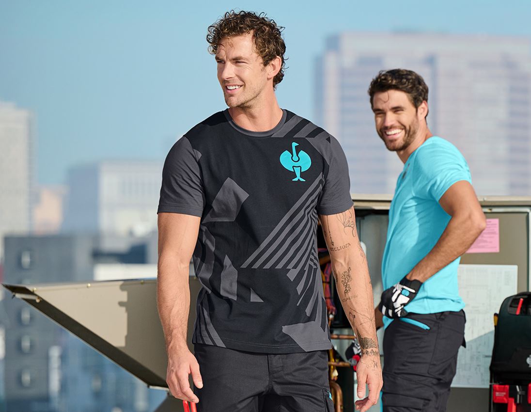 Shirts & Co.: T-Shirt e.s.trail graphic + schwarz/anthrazit/lapistürkis