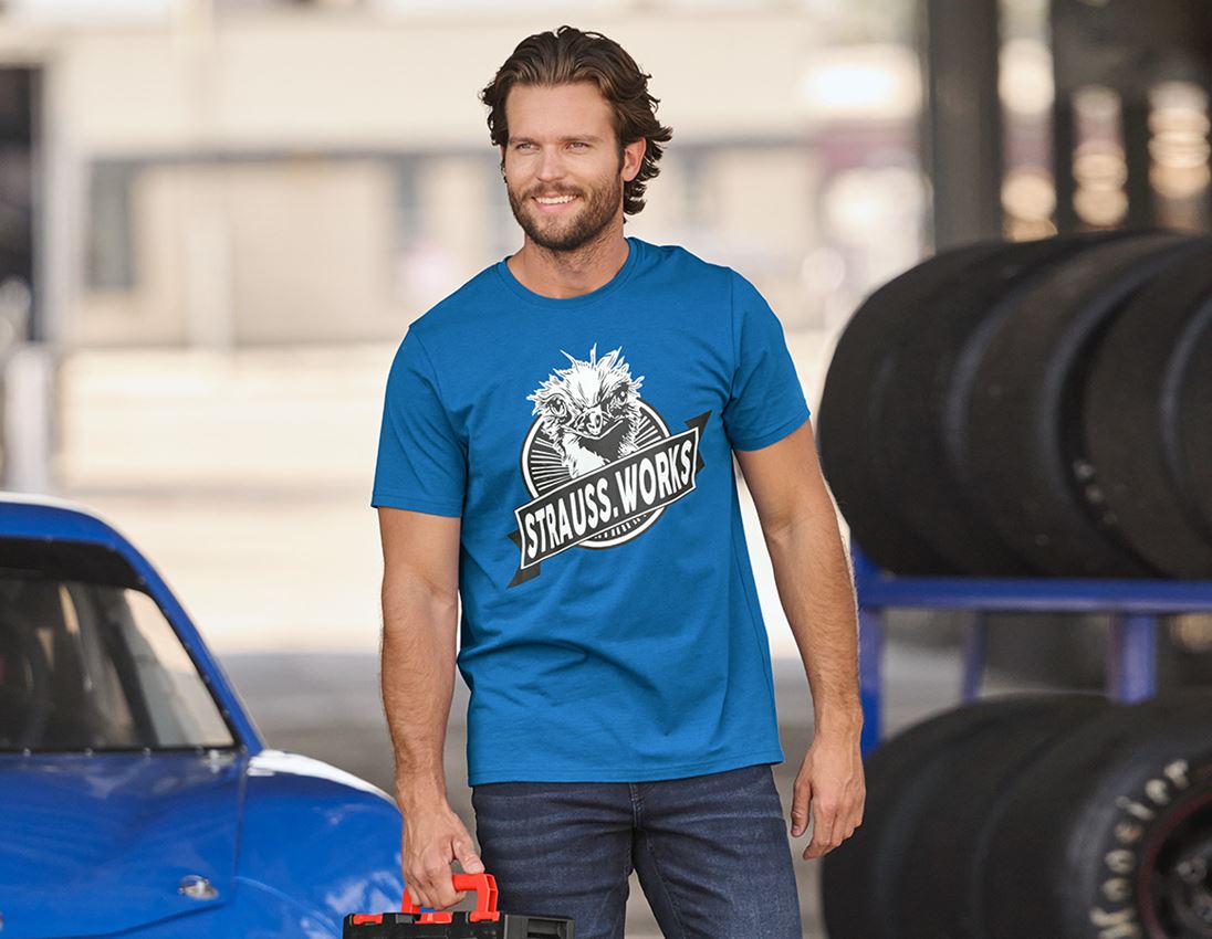 Bekleidung: e.s. T-Shirt strauss works + enzianblau