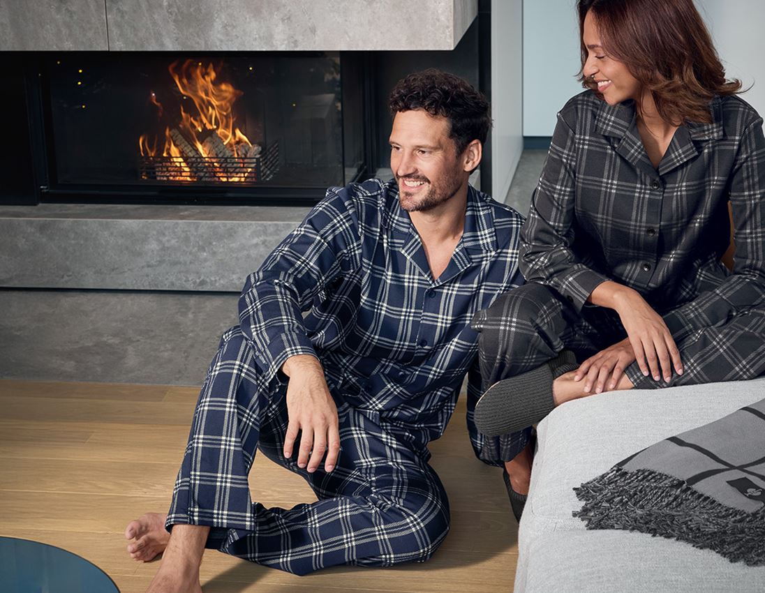 Accessoires: e.s. Karo-Pyjama Oberteil + tiefblau/weiß 1