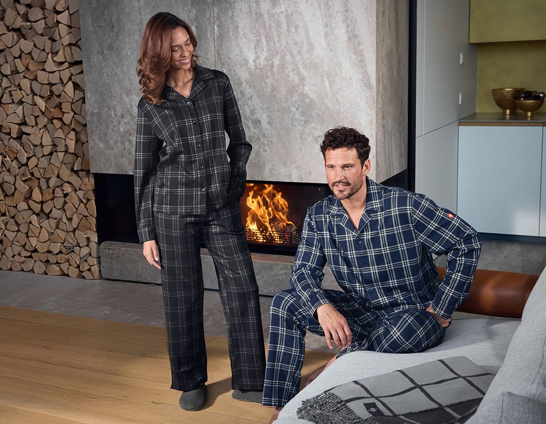 Accessoires: e.s. Karo-Pyjama Oberteil + tiefblau/weiß 2