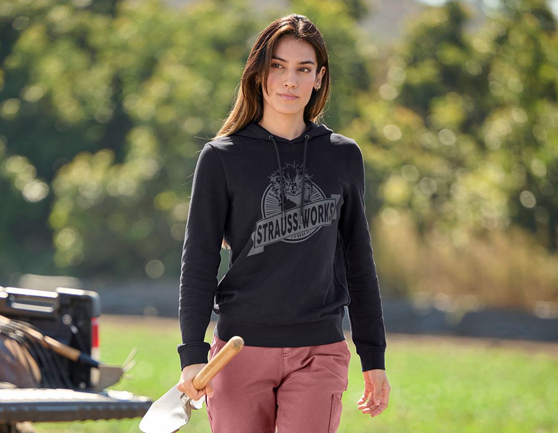 Shirts & Co.: Hoody-Sweatshirt e.s.iconic works, Damen + schwarz