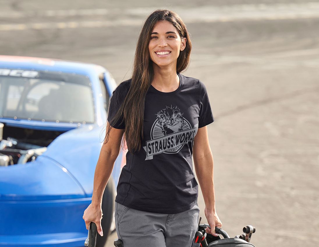 Shirts & Co.: T-Shirt e.s.iconic works, Damen + schwarz