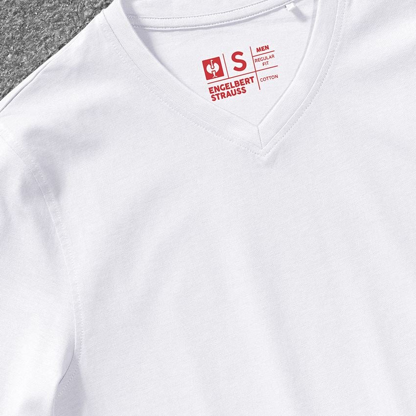 Shirts & Co.: e.s. T-Shirt cotton V-Neck + weiß 2