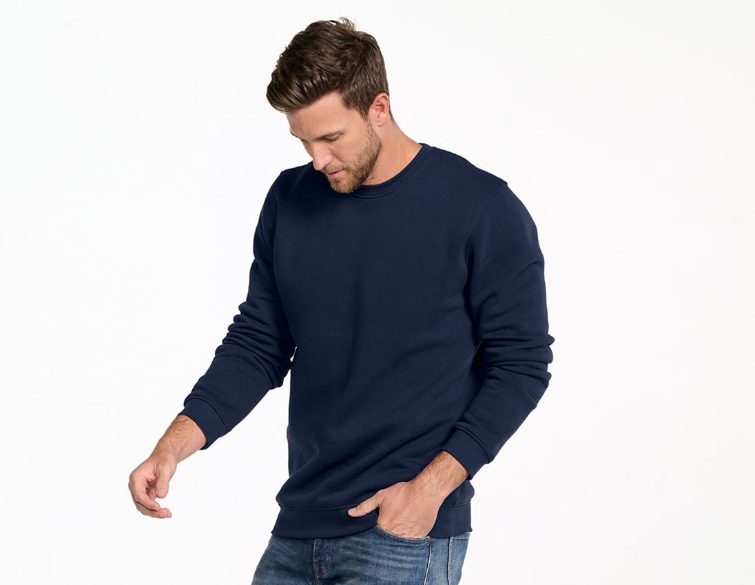 Shirts & Co.: e.s. Sweatshirt poly cotton, long fit + dunkelblau 1