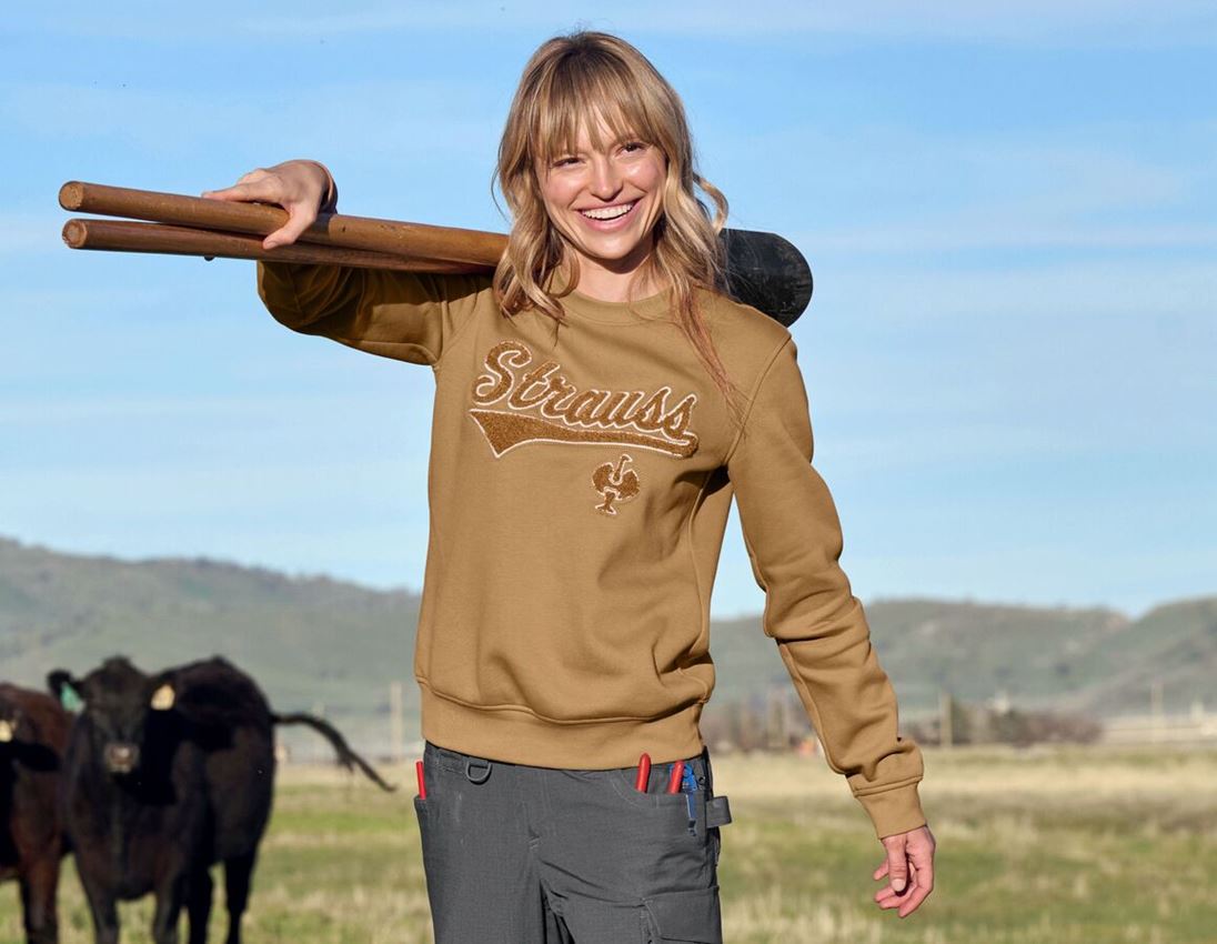 Kleine Geschenke: Sweatshirt e.s.e:pic, Damen + mandelbraun