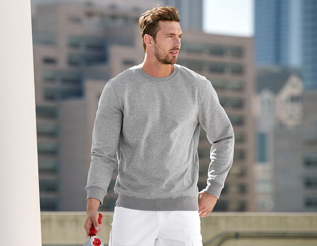 Große Geschenke: SET: e.s. Hoody-Sweatshirt+Sweatshirt poly Cotton + graumeliert