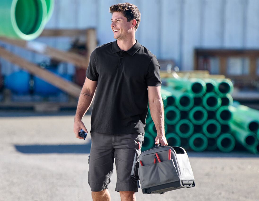 Shirts & Co.: e.s. Piqué-Polo cotton light + schwarz 1