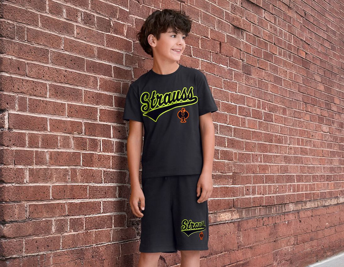 Shirts & Co.: T-Shirt e.s.e:pic, Kinder + schwarz/warngelb/warnorange