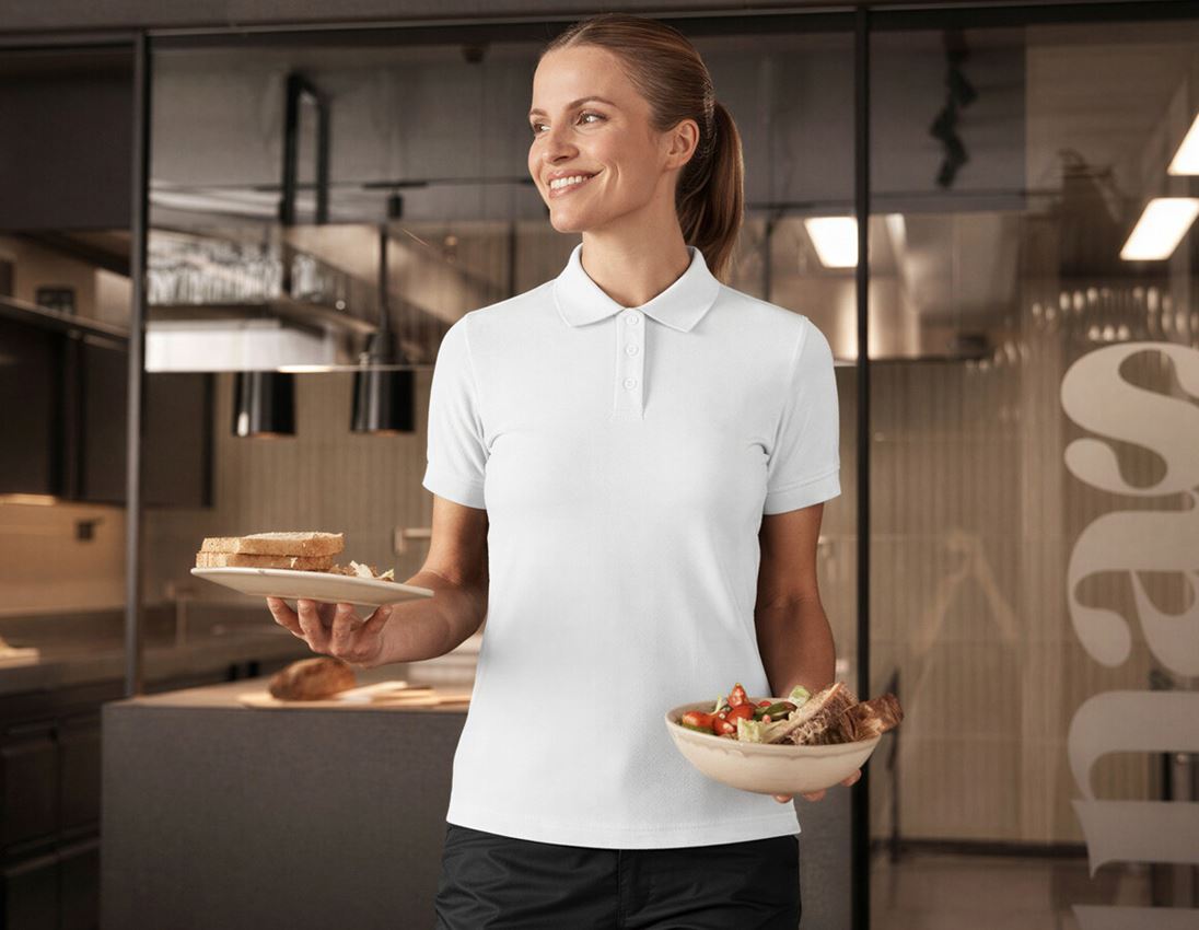 Shirts & Co.: Pique-Polo e.s.industry, Damen + weiß