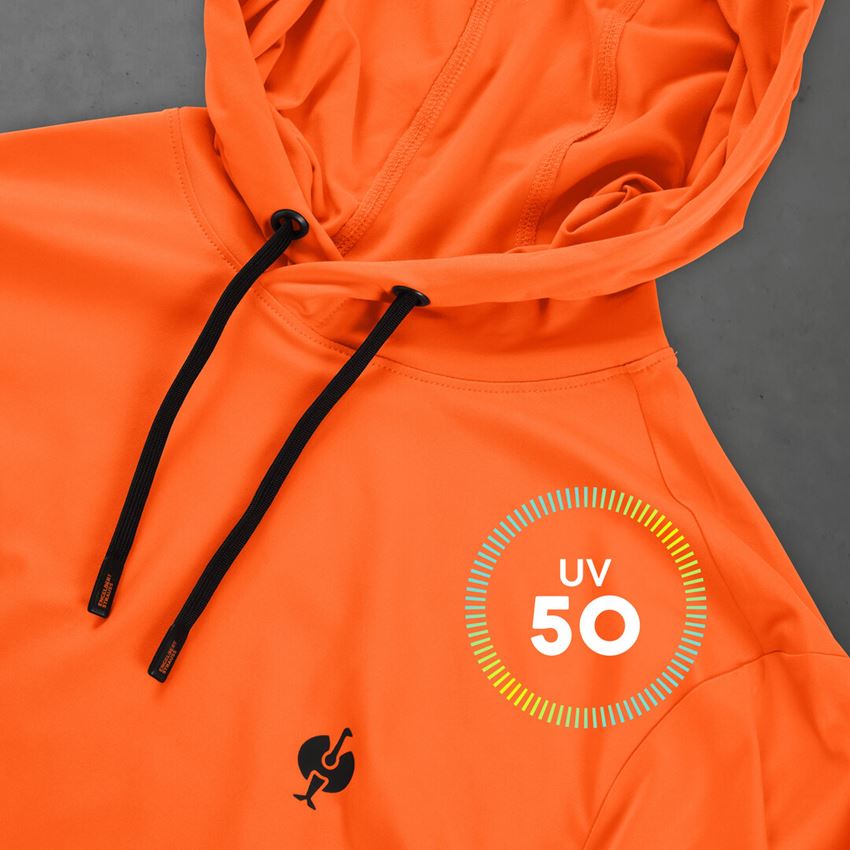 Shirts & Co.: Visibility Funktions Hoody-Longsleeve UV e.s.trail + warnorange/schwarz 2