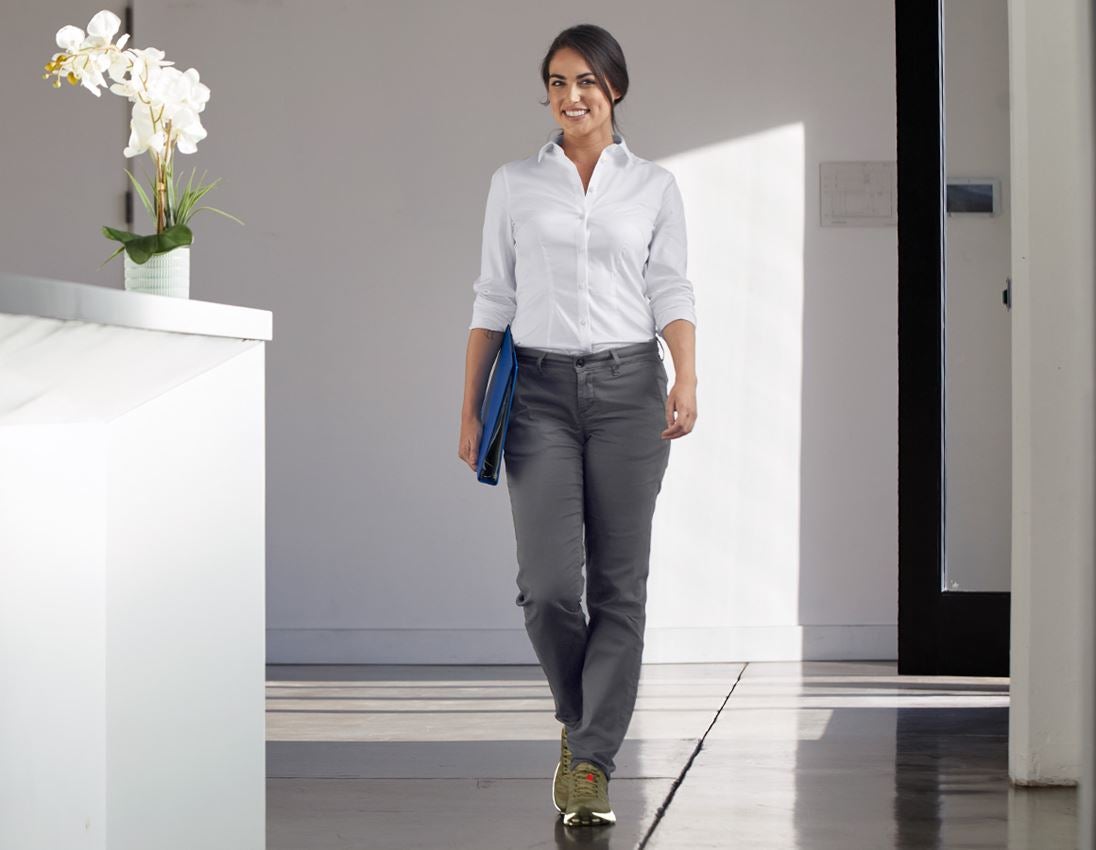 Shirts & Co.: e.s. Business Bluse cotton stretch, Damen reg. fit + weiß 1