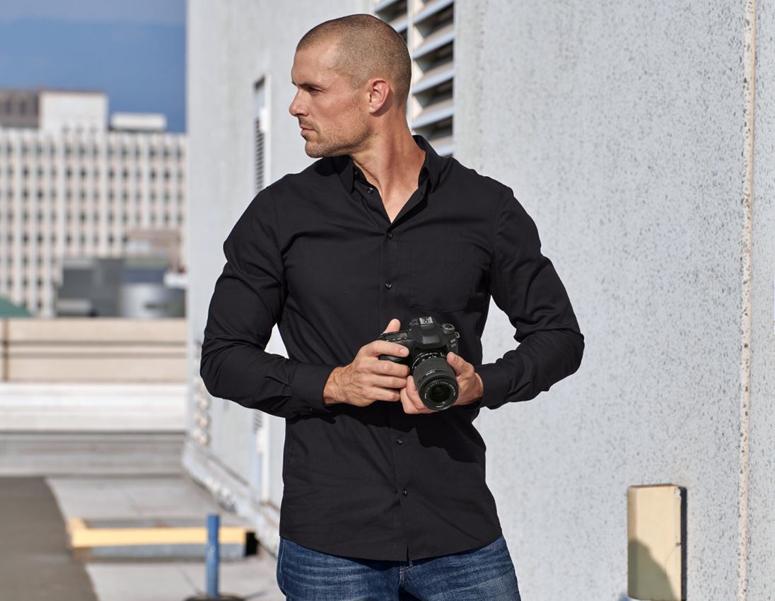 Shirts & Co.: e.s. Business Hemd cotton stretch, slim fit + schwarz 1