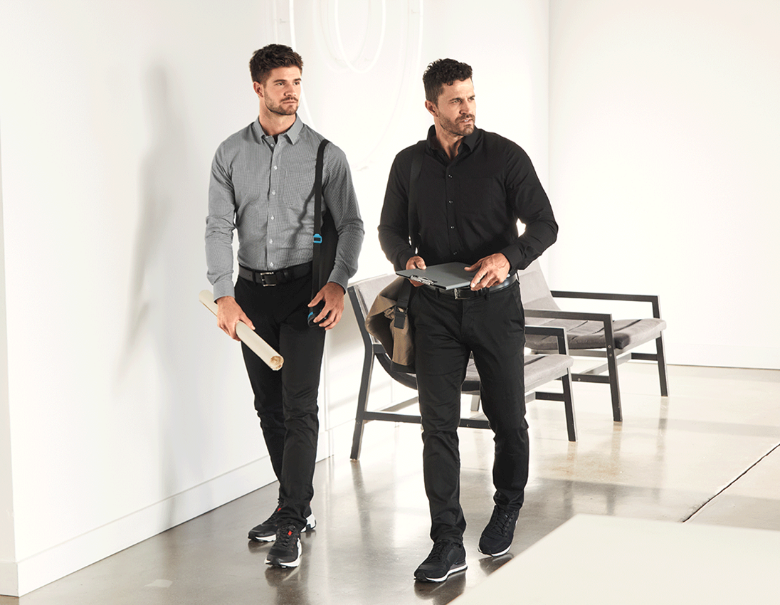 Shirts & Co.: e.s. Business Hemd cotton stretch, slim fit + schwarz kariert 2