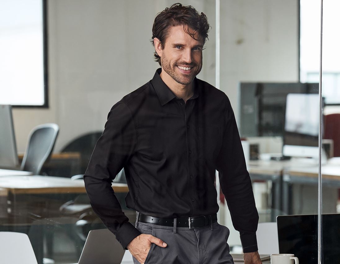 Shirts & Co.: e.s. Business Hemd cotton stretch, regular fit + schwarz
