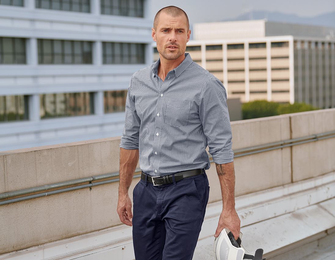 Shirts & Co.: e.s. Business Hemd cotton stretch, regular fit + dunkelblau kariert 1