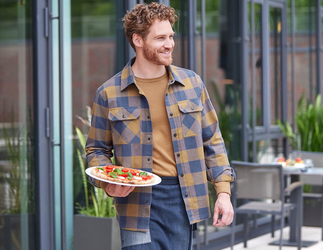 Shirts & Co.: Karohemd e.s.iconic + mandelbraun/oxidblau 4