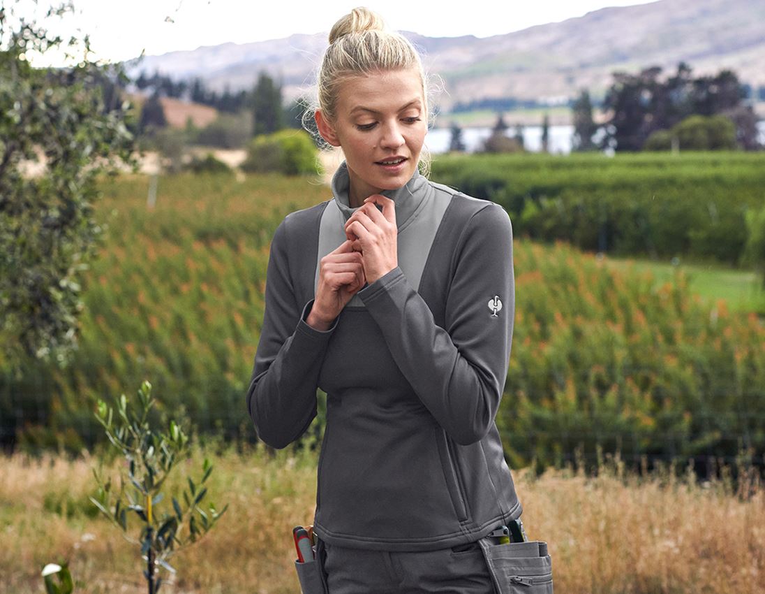 Shirts & Co.: Funktions-Troyer thermo stretch e.s.concrete,Damen + anthrazit/perlgrau