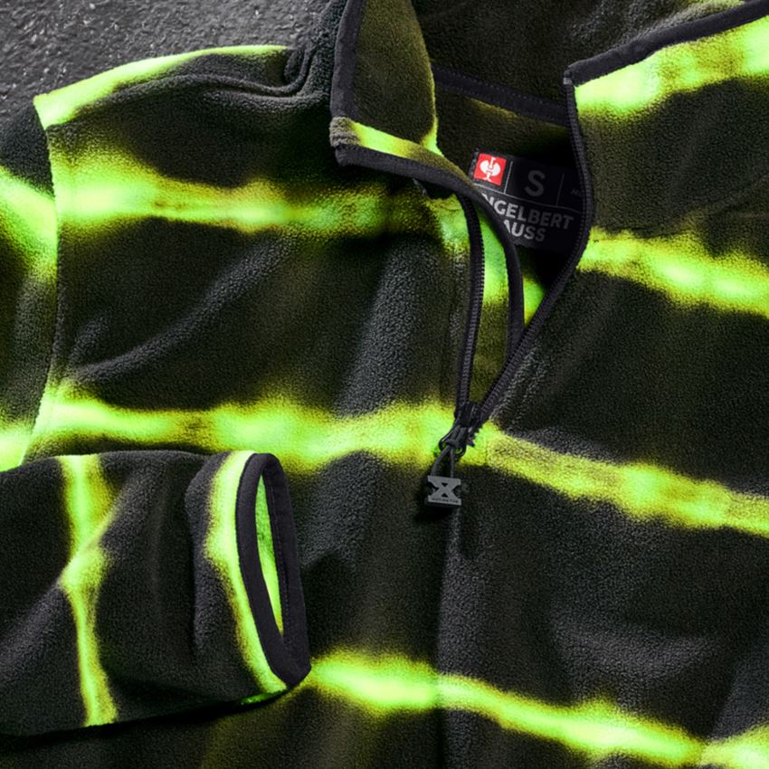 Shirts & Co.: Fleece Troyer tie-dye e.s.motion ten + schwarz/warngelb 2