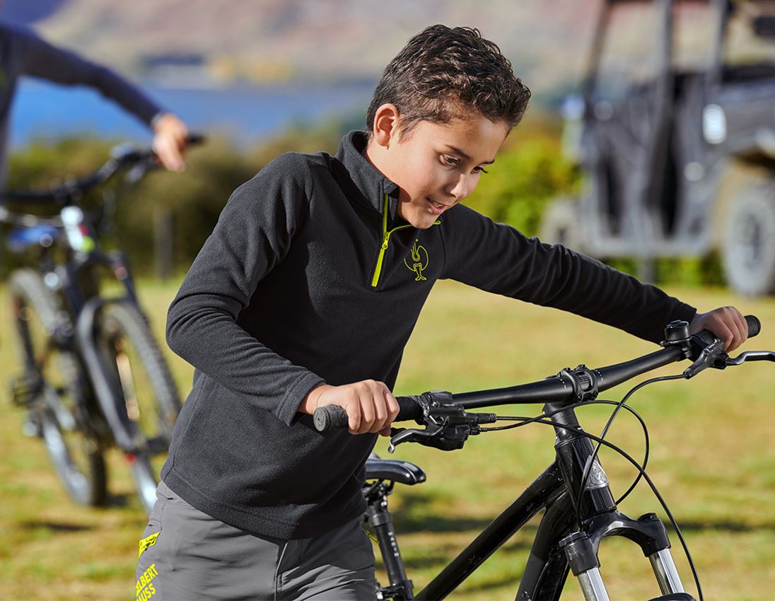 Shirts & Co.: Fleecetroyer e.s.trail, Kinder + schwarz/acidgelb