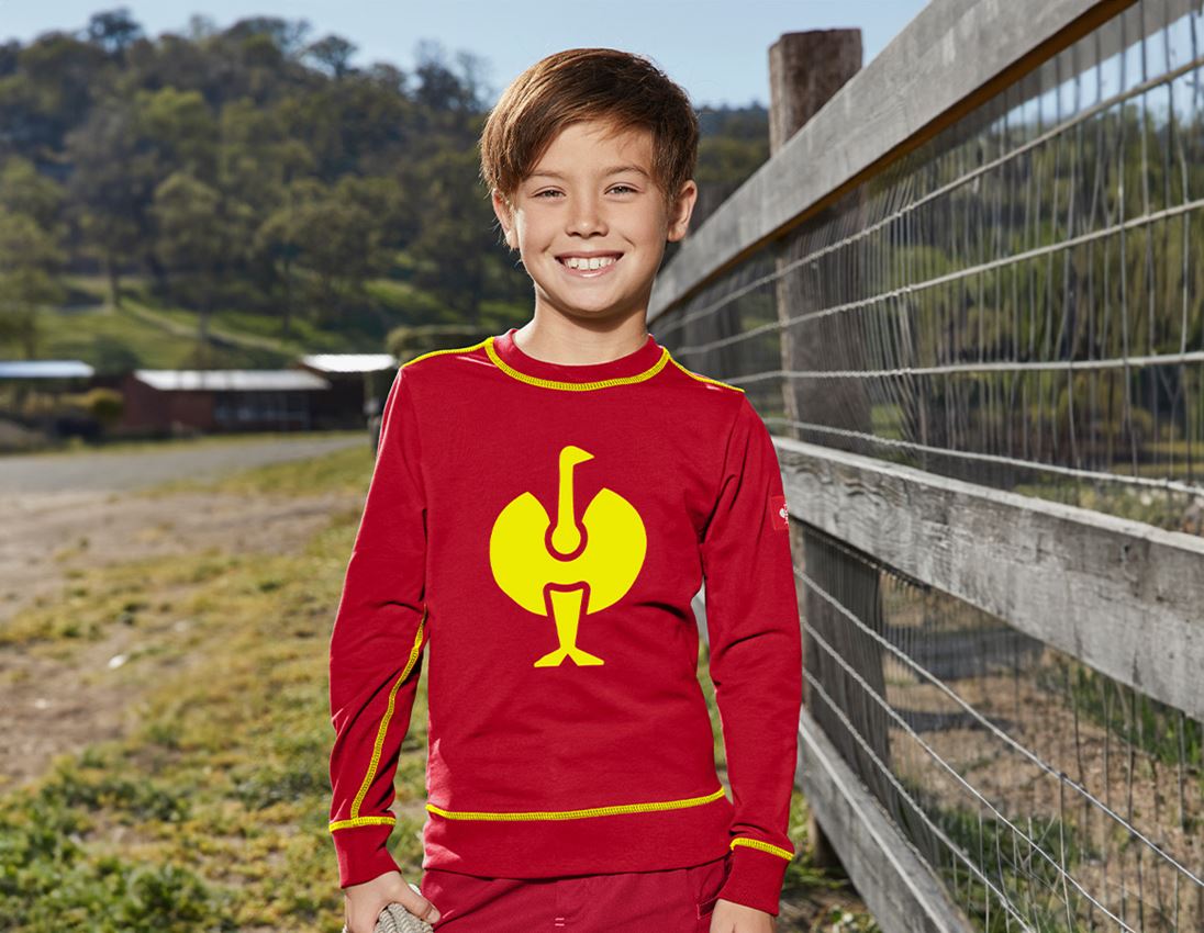 Bekleidung: SET: Hoody + Sweatshirt e.s.motion 2020, Kinder + feuerrot/warngelb